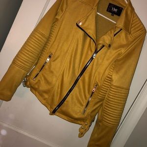 Mustard Yellow Suede Moto Jacket